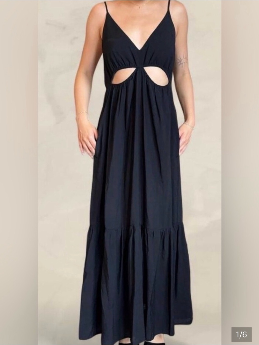 Aberombie and Fitch Black Cutout Maxi Dress with Spaghetti Straps